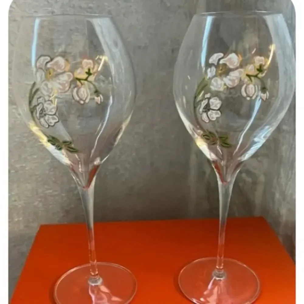 Perrier Jouet Verre Belle Epoque Hand Painted Animone Grand Champagne 6pc Set